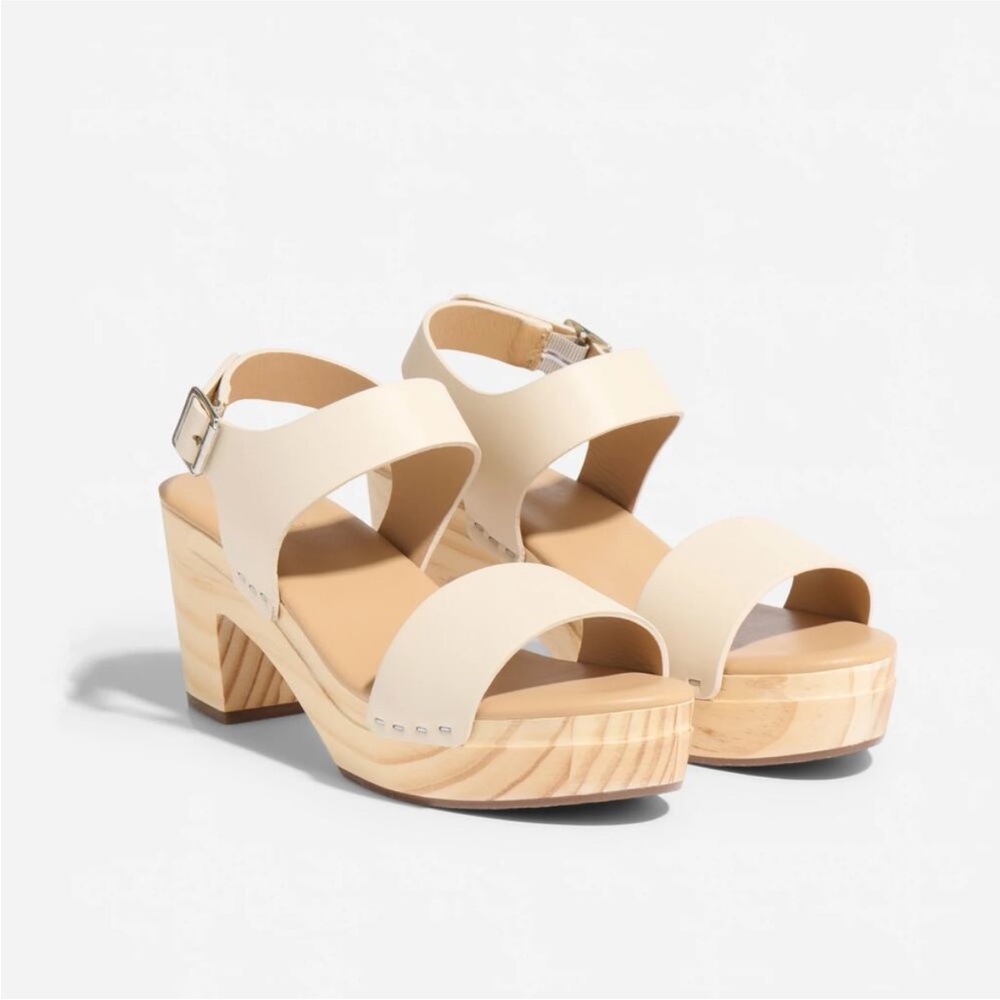 Nisolo All-Day Open Toe Clog Heel Sandal in Bone Size 9 - Picture 3 of 13
